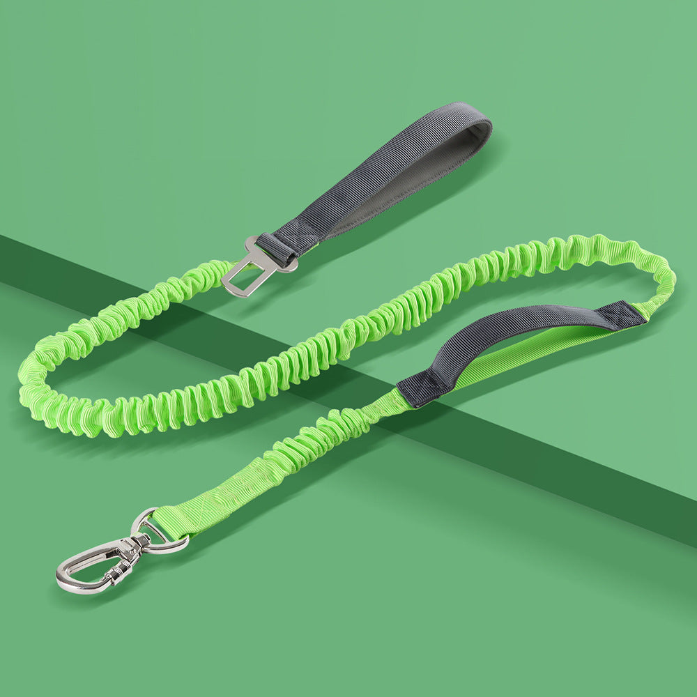 Green Dog Traction Rope Reflective Dog Rope Freely Adjustable Length
