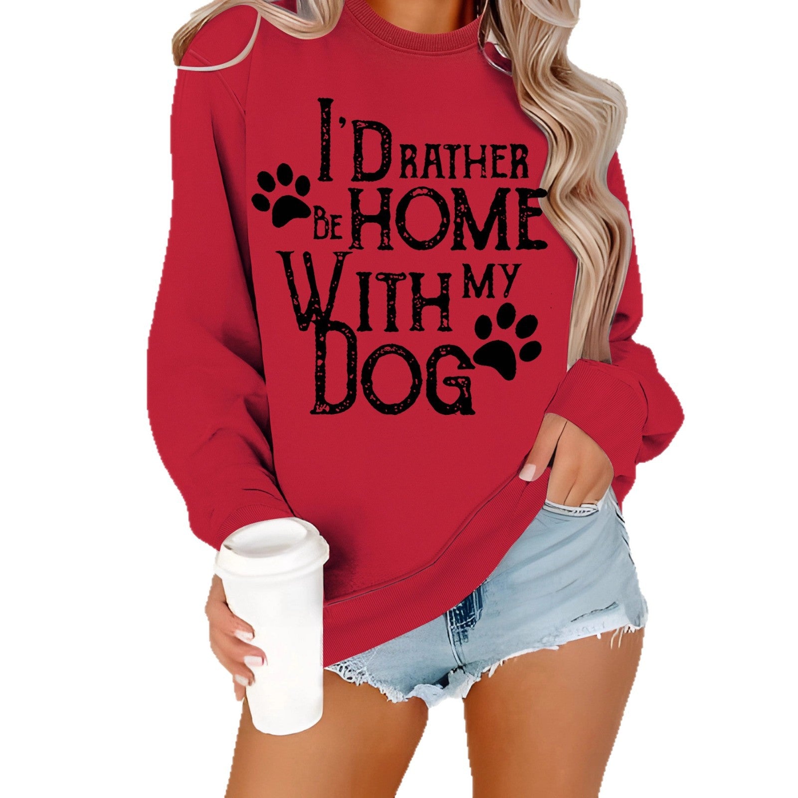 Shirt With Dog Pattern Print Red