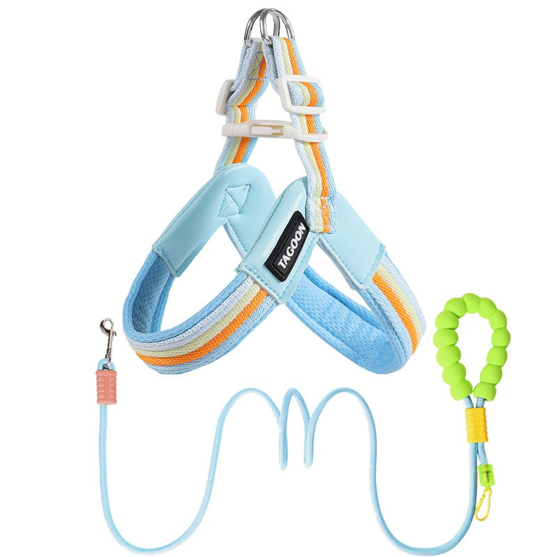 Vest-Style Dog Harness and Leash Set for Small and Medium Dogs Blue set with leash