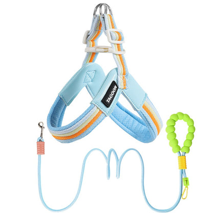 Vest-Style Dog Harness and Leash Set for Small and Medium Dogs Blue set with leash