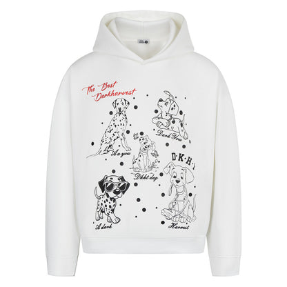 Animal Dog Printed Hoodie White