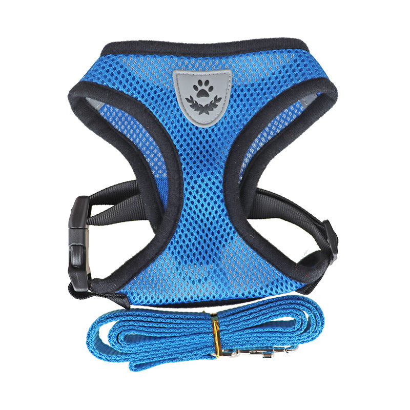 Dog Rope Pet Chest Harness Dog Collar Out Undershirt Type Dog Walker Dog Traction Rope Blue