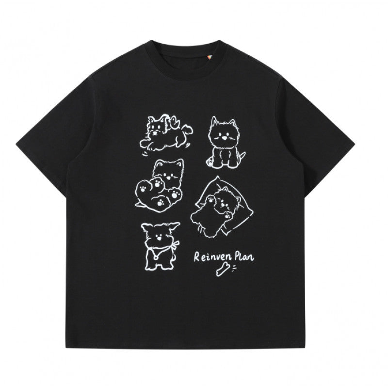 Fun Dog Printed Short Sleeves T Shirt for Pet Mom and Dad