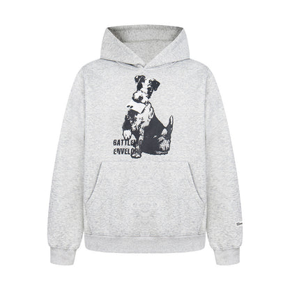 Animal Dog Printed Hoodie Gray