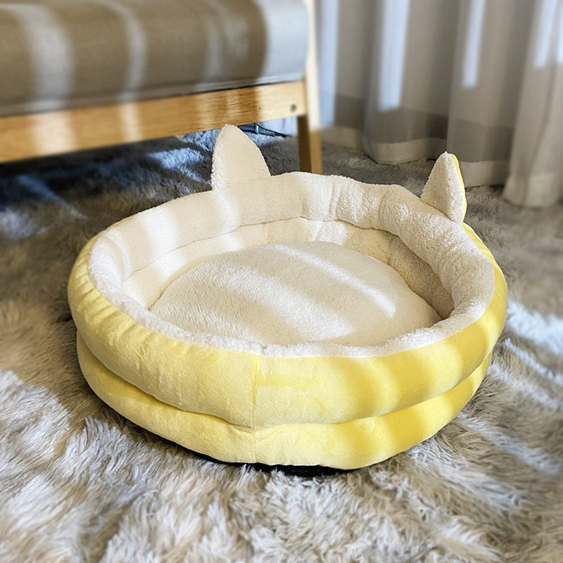 Dog Kennel Bed Four Seasons Removable And Washable Pad Small Large Dog Yellow