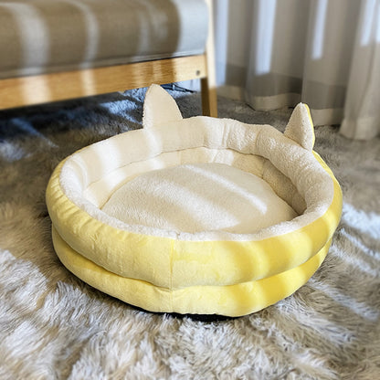 Dog Kennel Bed Four Seasons Removable And Washable Pad Small Large Dog Yellow