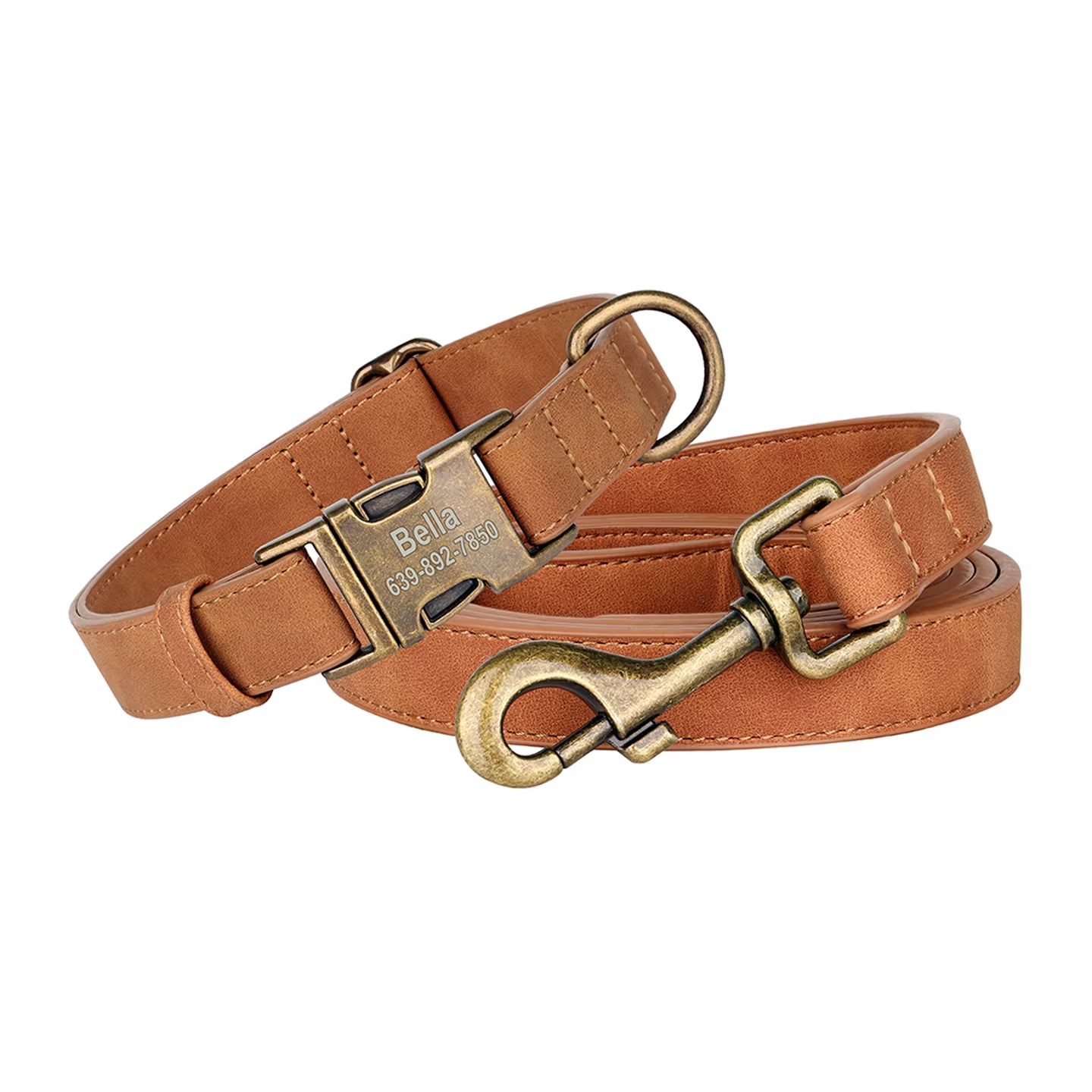 Letter Print Dog Collar for Small Dogs  Brown
