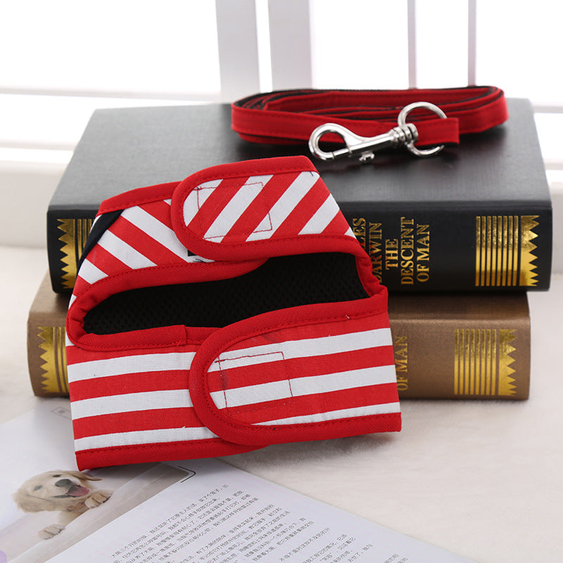 Adjustable Navy Dog Harness and Leash Set for  Medium Dogs