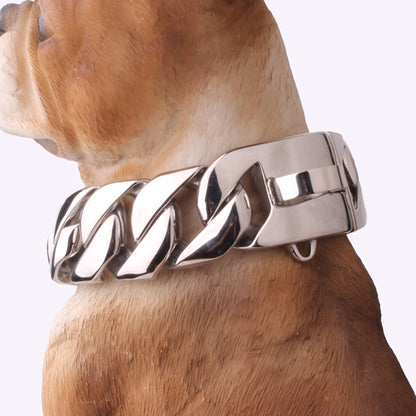 32mm Stainless Steel Dog Chain Collar silver for large dogs