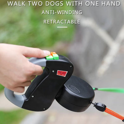 Double-Headed Traction Rope Double Dog Chain Two Anti-Winding Dog Rope Dog Traction Rope Automatic Retractable Small Dog