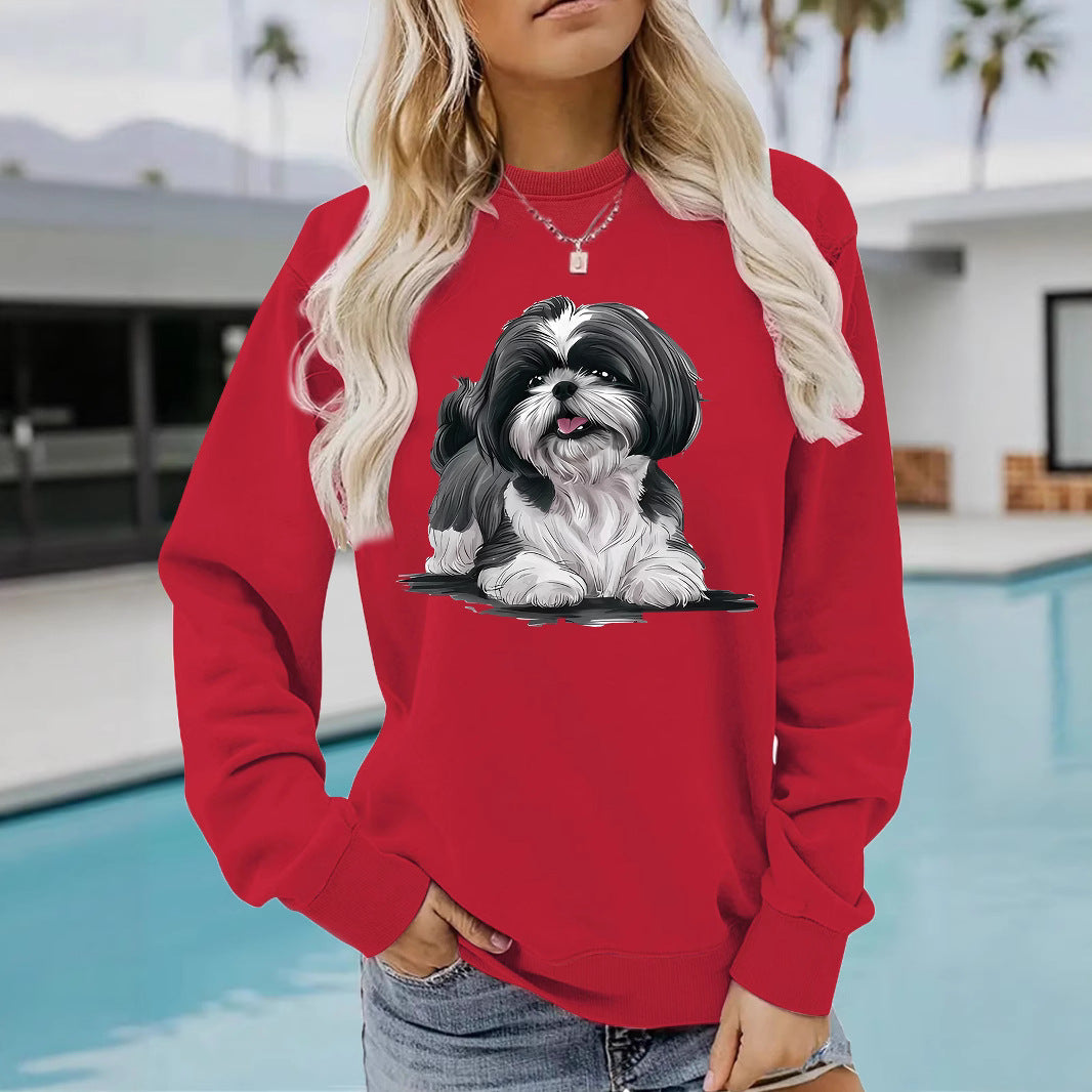 Xishi Dog Printed Pullover Red