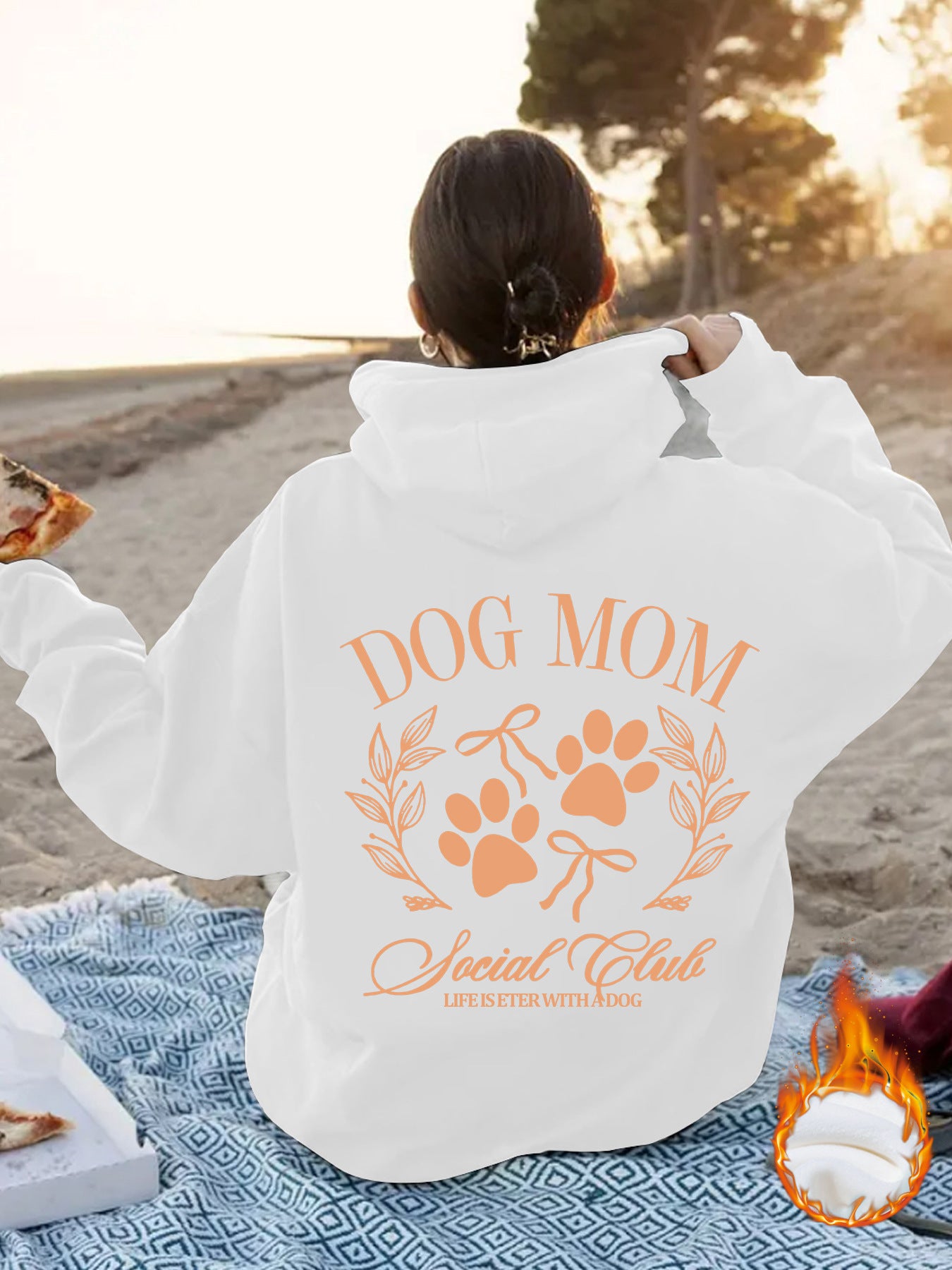 Dog Mom - Dog Lover Pattern Printed Hoodie Back View