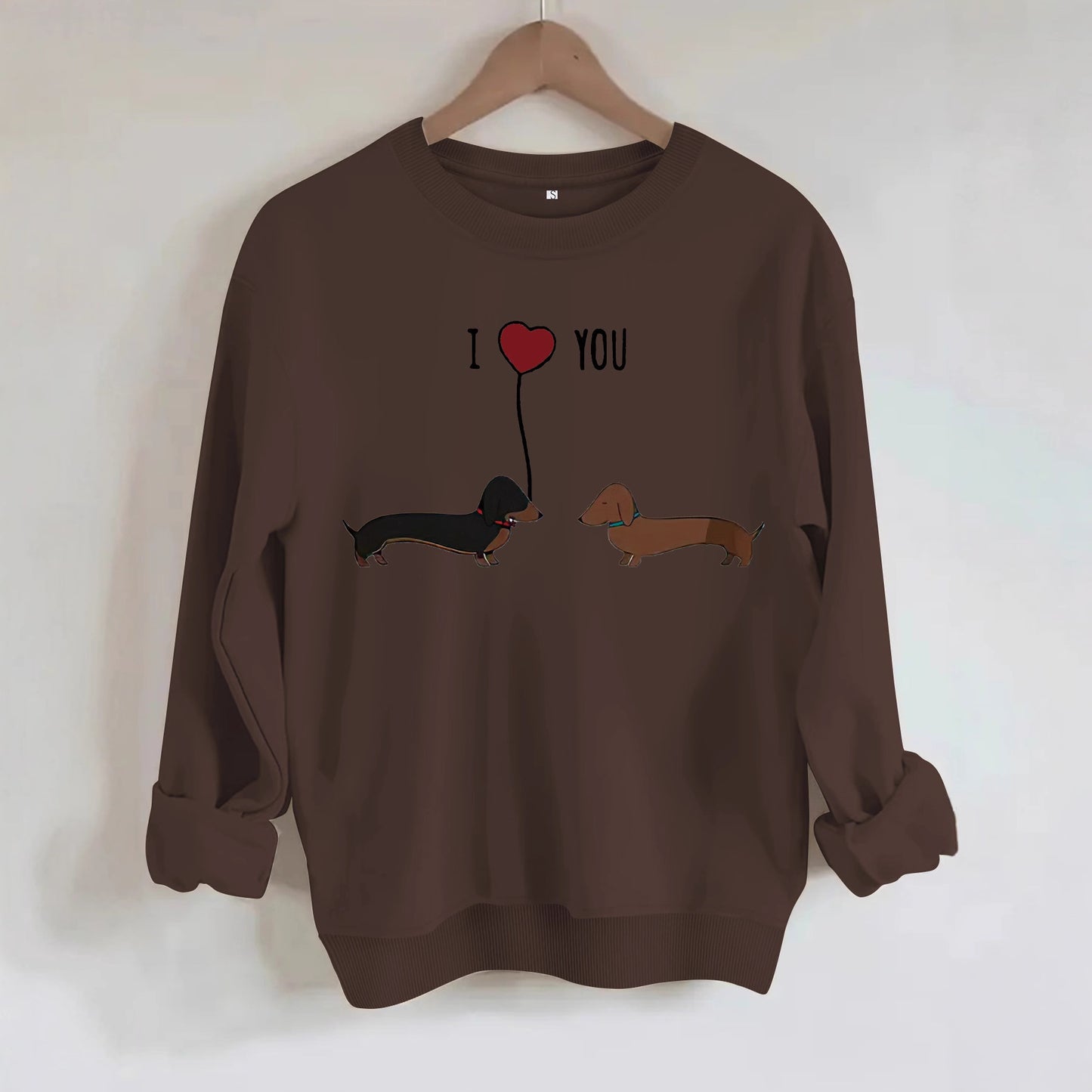 Two dog print hoodies brown