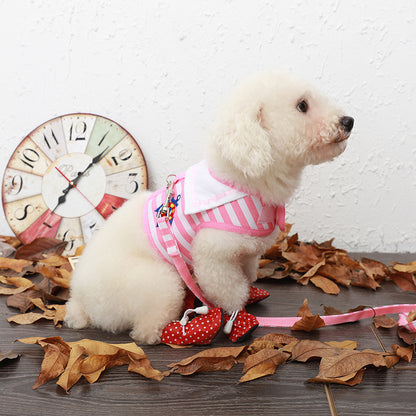 Adjustable Navy Dog Harness and Leash Set for Small  Dogs