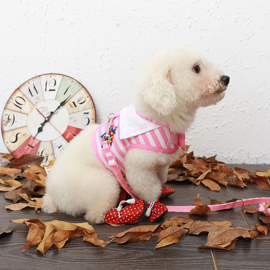 Adjustable Navy Dog Harness and Leash Set for Small  Dogs