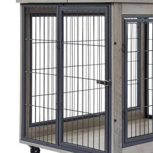Gray Furniture Style Dog Crate