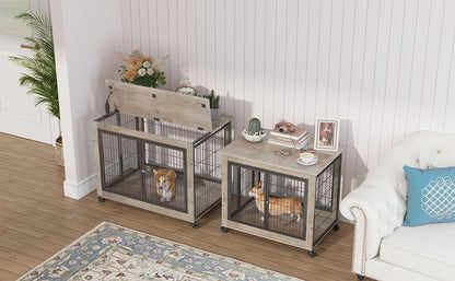 Furniture Style Dog Crate gray table top 