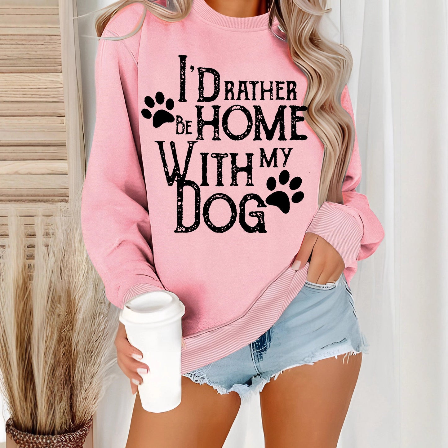 Shirt With Dog Pattern Print pink