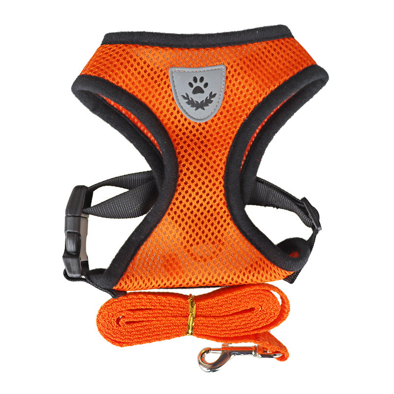 Dog Rope Pet Chest Harness Dog Collar Out Undershirt Type Dog Walker Dog Traction Rope Orange
