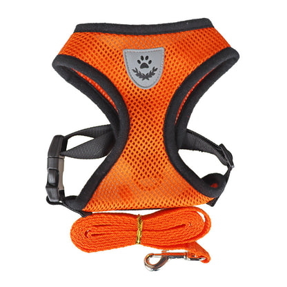 Dog Rope Pet Chest Harness Dog Collar Out Undershirt Type Dog Walker Dog Traction Rope Orange