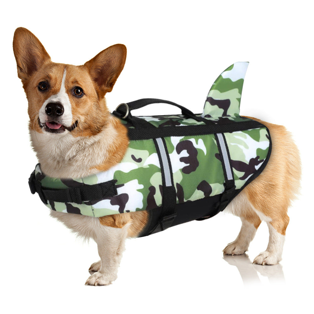Dog Life Jacket Lightweight Adjustable Velcro Medium to Large Dog Swimwear Green Camo