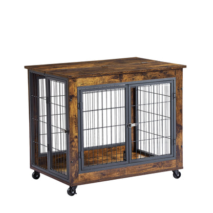 Furniture Style Dog Crate Side Table  with Double Doors and Lift Top