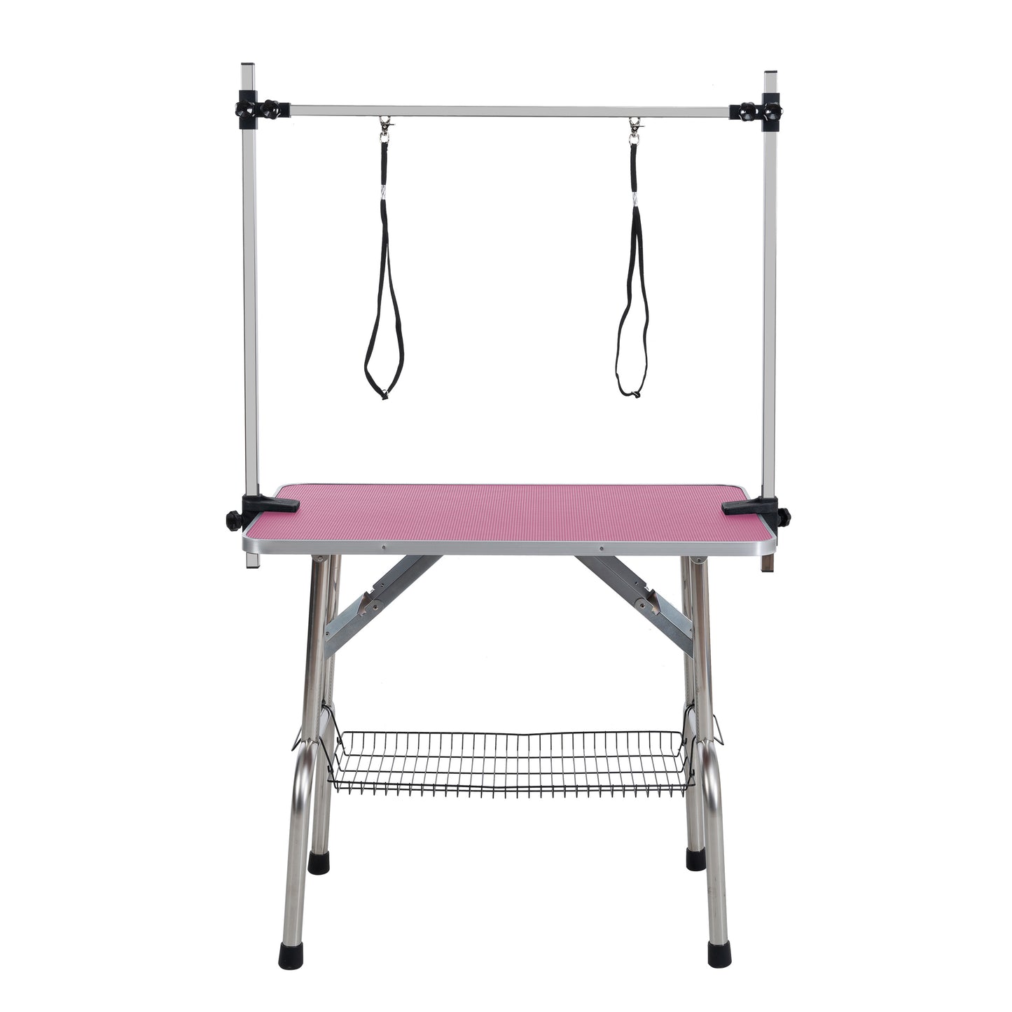 36" Folding Pet Grooming Table with Adjustable Arm – Pink
