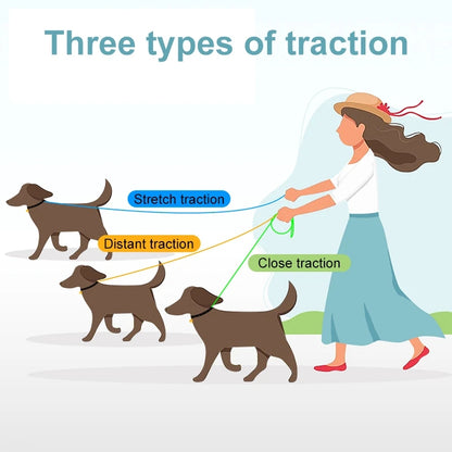 3 types Dog Traction Rope Reflective Dog Rope Freely Adjustable Length