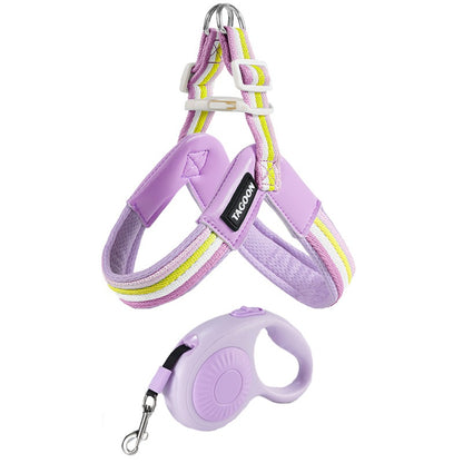 Vest-Style Dog Harness and Leash Set for Small and Medium Dogs Lavender Set