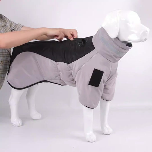New Dog Autumn and Winter Clothing Reflective Warm Coat Big Dog Clothing gray and black