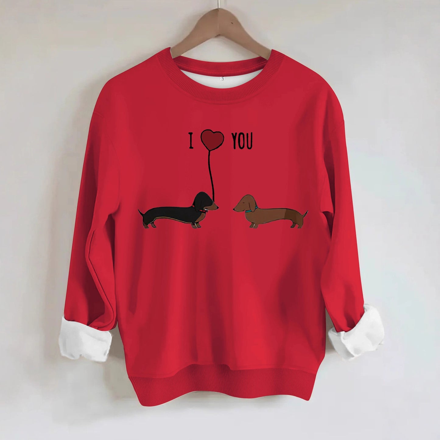 Two dog print hoodies red