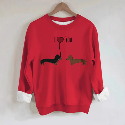 Two dog print hoodies red