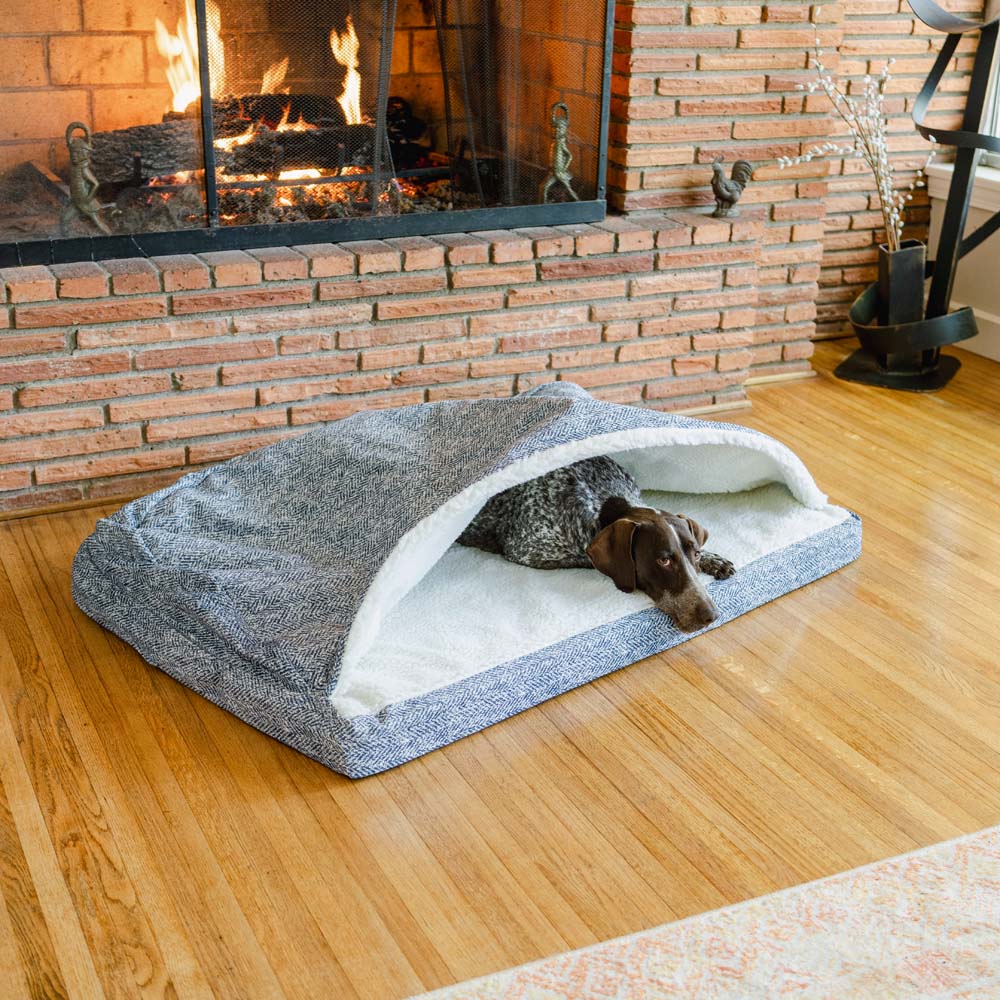 Cozy Orthopedic Rectangle Cave - Lg - Palmer Indigo