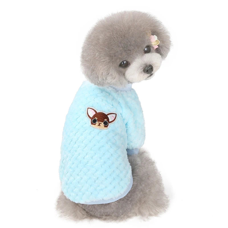 Winter Dog Plush Sweater Baby Blue Color