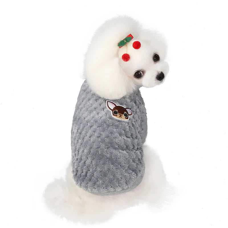 Winter Dog Plush Sweater Gray back
