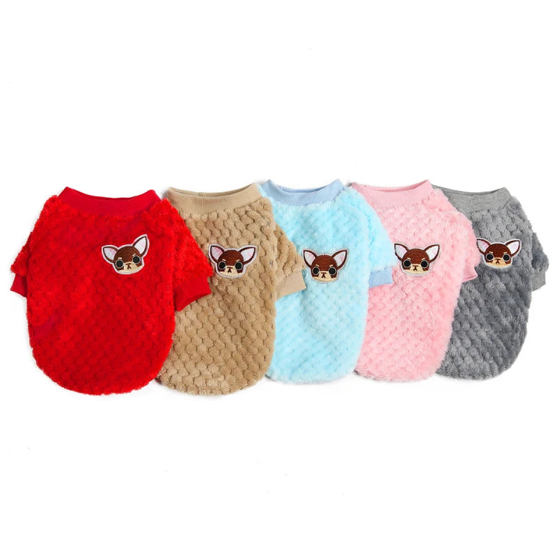 Winter Dog Plush Sweater Red, Tan, Blue, Pink, Gray