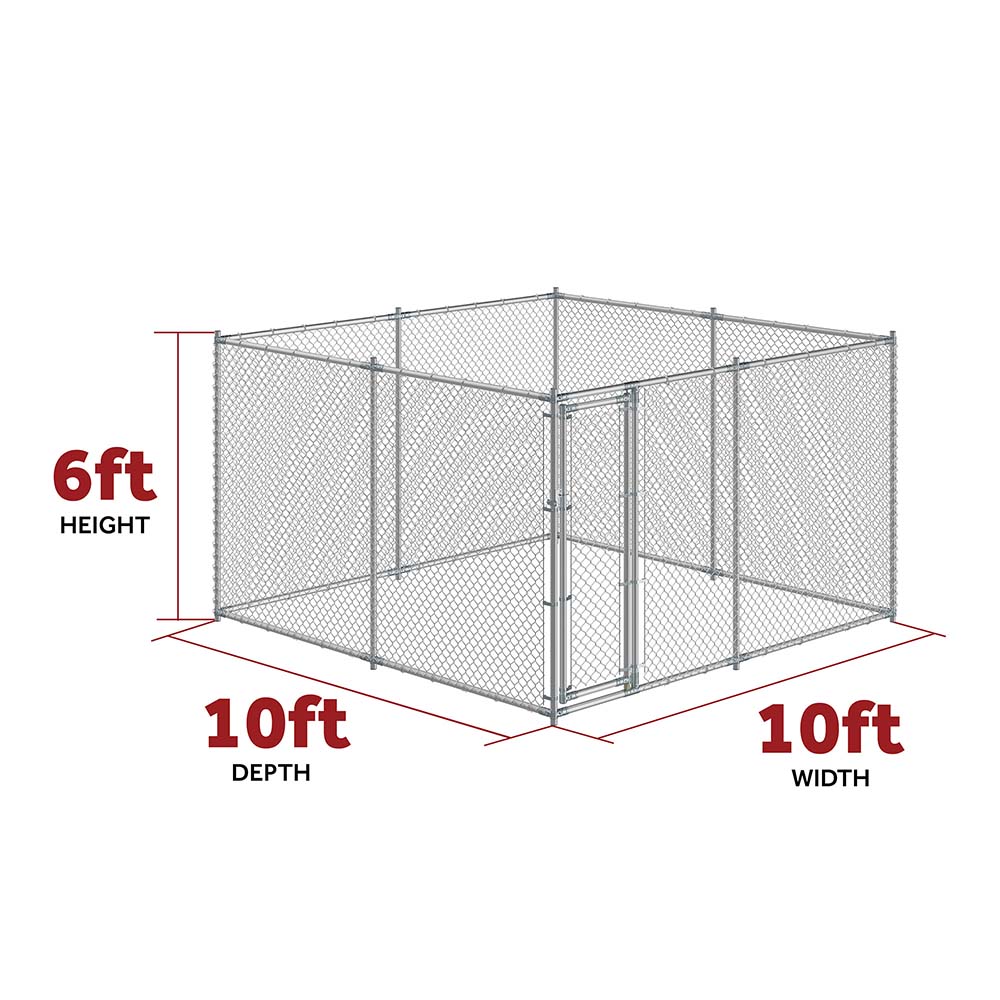 Lucky Dog® Galvanized Chain Link Kennel DIY Boxed 2in1 Kit - 10ft x 10ft or 5ft x 15ft
