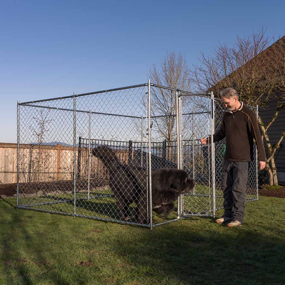 Lucky Dog® Galvanized Chain Link Kennel DIY Boxed 2in1 Kit - 10ft x 10ft or 5ft x 15ft