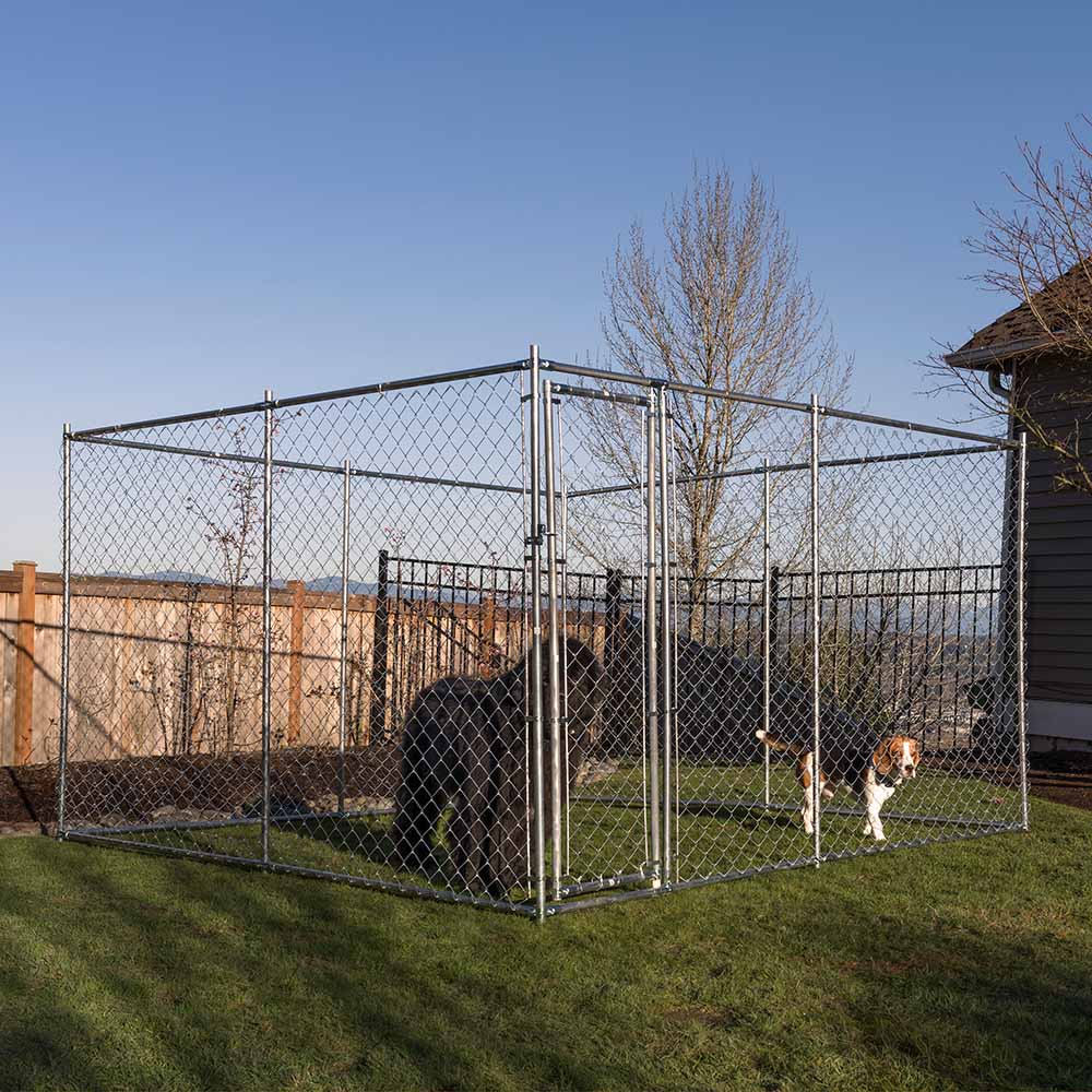 Lucky Dog® Galvanized Chain Link Kennel DIY Boxed 2in1 Kit - 10ft x 10ft or 5ft x 15ft
