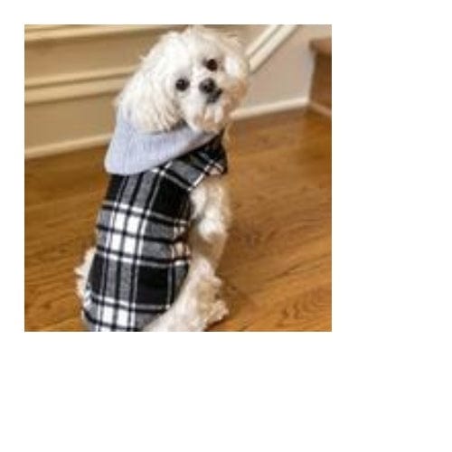 Weekender Dog Sweatshirt Hoodie - Black and White Plaid Flannel XS - XL