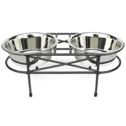 PetsStop Mesh Elevated Double Dog Bowl - Large/White
