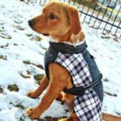 Alpine All-Weather Dog Coat- Black and White Plaid X-Small to 5X-Large