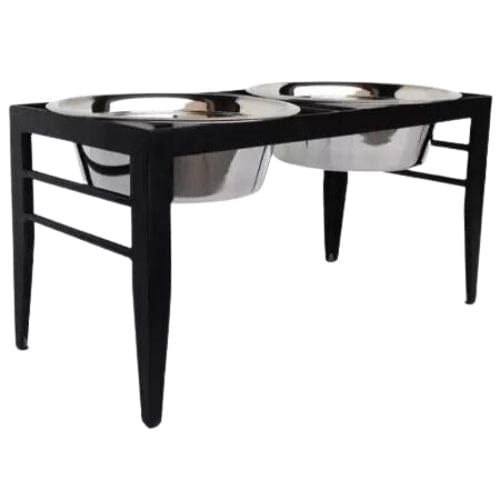 Chariot Double Elevated Dog Bowls - Medium/Black