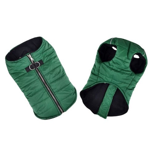 Zip-up Dog Puffer Vest - Dark Green X-Small to X-Large