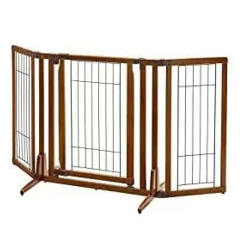 Richell Premium Plus Freestanding Pet Gate with Door Brown 34 - 63" x 26 - 20.5"