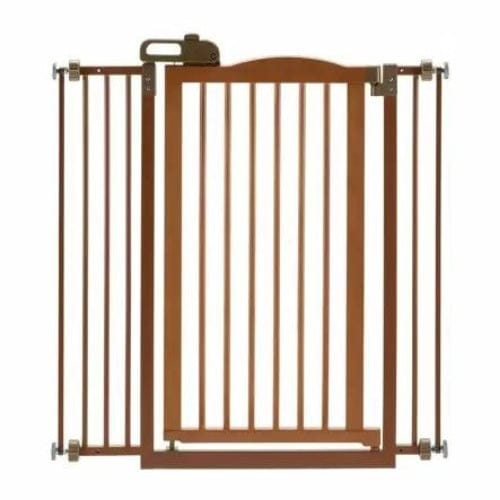Richell Tall One-Touch Pet Gate II, 36.4" x 38.4" x 2", 15.4 LBS, Brown