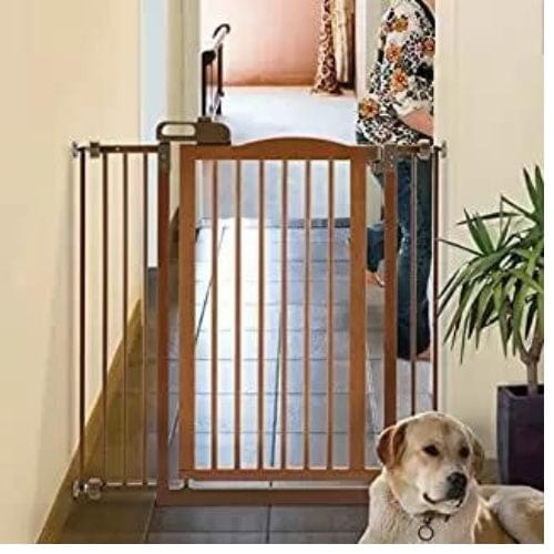 Richell One-touch Tall And Wide Pressure Mounted Pet Gate Ii Brown 32.1" - 62.8"