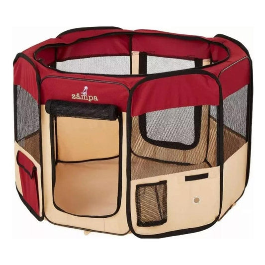 Zampa Pets Portable Foldable Pet Playpen/Exercise Pen Red - large