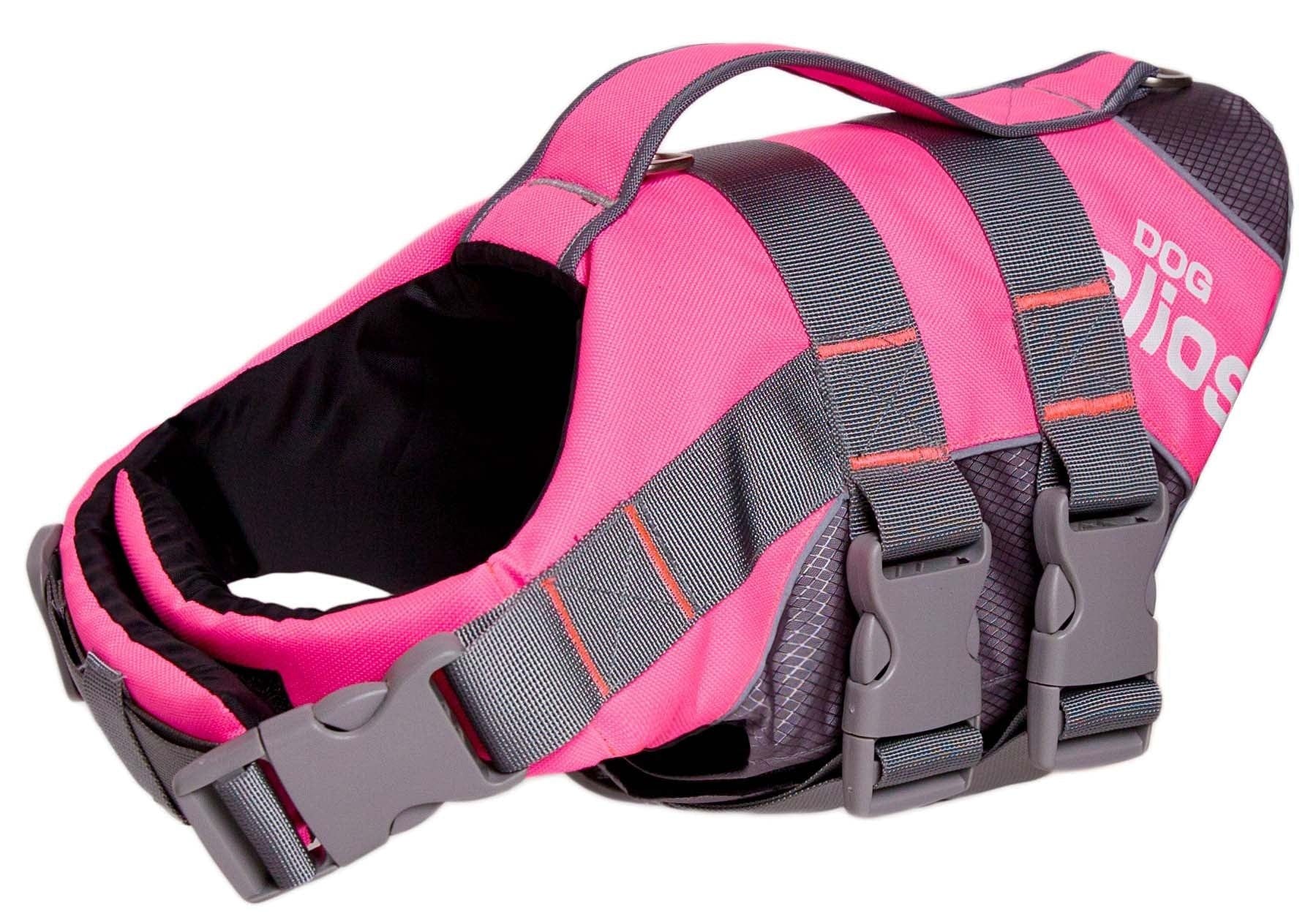 Helios Splash-Explore Outer Performance 3M Reflective and Adjustable Buoyant Dog Harness and Life Jacket Pink and Gray