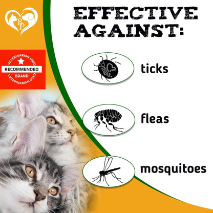 Effective against ticks, fleas, and mosquitoes